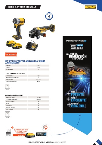 Llave de impacto Dewalt cuadradillo 1/2 y 2 baterias 5.0Ah